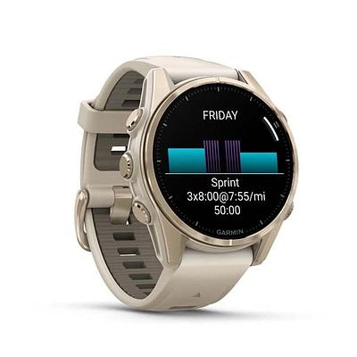 Garmin Fenix 8 43Mm, Amoled Sapphire Soft Gold/Fog Gray Leather Band
